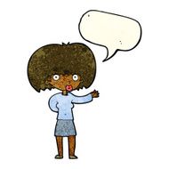 cartoon woman gesturing with speech bubble N7