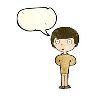 cartoon curious boy with speech bubble N10