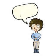 cartoon crazy excited woman with speech bubble N5