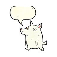 cartoon funny little dog with speech bubble N6