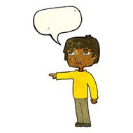 cartoon boy pointing with speech bubble N7