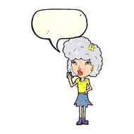 cartoon woman waving with speech bubble N88