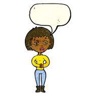 cartoon tired woman with speech bubble N8
