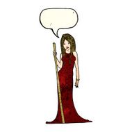 cartoon sorceress with speech bubble N3