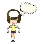 cartoon woman with idea speech bubble N70