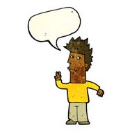 cartoon man giving peace sign with speech bubble N18
