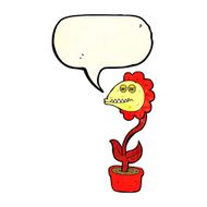 cartoon monster flower with speech bubble N3