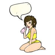 cartoon sexy gym girl with speech bubble N4