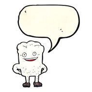 cartoon tooth looking smug with speech bubble N4