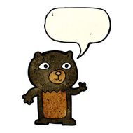 cartoon waving black bear cub with speech bubble N13
