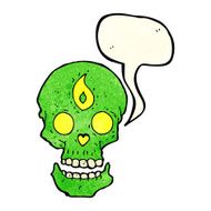 cartoon mystic skull with speech bubble N3