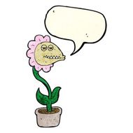 cartoon monster flower with speech bubble N4