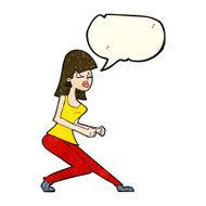 cartoon crazy dancing girl with speech bubble N3