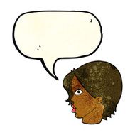 cartoon staring woman with speech bubble N11