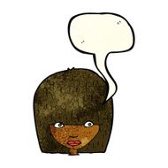 cartoon staring woman with speech bubble N12