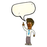 cartoon friendly man with idea speech bubble N3