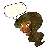cartoon pretty female face with speech bubble N28