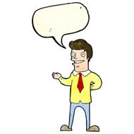 cartoon salesman with speech bubble N3