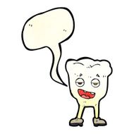 cartoon tooth looking smug with speech bubble N5