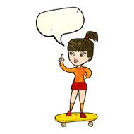 cartoon skater girl with speech bubble N3