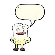 cartoon tooth looking smug with speech bubble N6