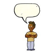 cartoon man with crossed arms speech bubble N10