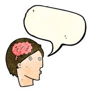 cartoon man with brain symbol speech bubble N7