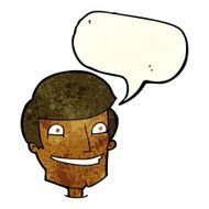 cartoon grinning man with speech bubble N20