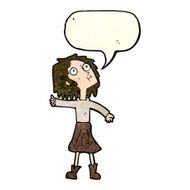 cartoon woman looking up to the sky with speech bubble N4