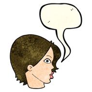 cartoon staring woman with speech bubble N13