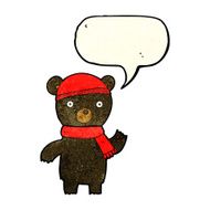 cartoon waving black bear with speech bubble N14