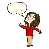 cartoon curious woman with speech bubble N17