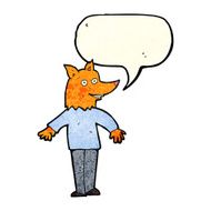 cartoon happy fox man with speech bubble N8