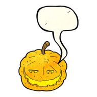 cartoon halloween pumpkin with speech bubble N4