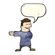 cartoon man gesturing direction with speech bubble N4