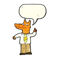 cartoon business fox with idea speech bubble N2