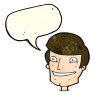 cartoon grinning man with speech bubble N22