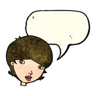 cartoon friendly woman with speech bubble N23