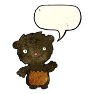 cartoon waving black bear cub with speech bubble N14