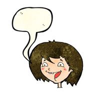 cartoon happy girl with speech bubble N26