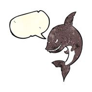 funny cartoon shark with speech bubble N10