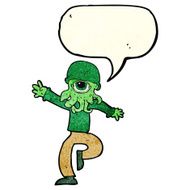 cartoon alien monster man with speech bubble N6