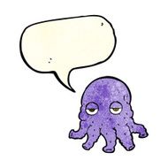 cartoon alien squid face with speech bubble N7