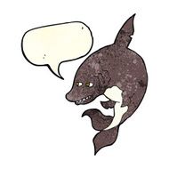 funny cartoon shark with speech bubble N12