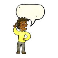 cartoon boy with idea speech bubble N27