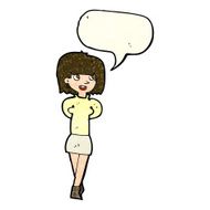 cartoon happy woman with speech bubble N69