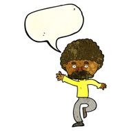 cartoon mustache man disco dancing with speech bubble N3
