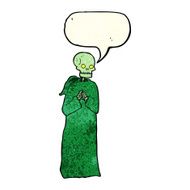 cartoon skeleton in black robe with speech bubble N2