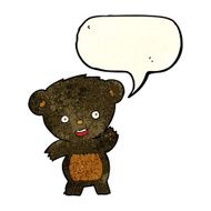 cartoon waving black bear with speech bubble N15