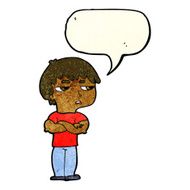 cartoon annoyed boy with speech bubble N12